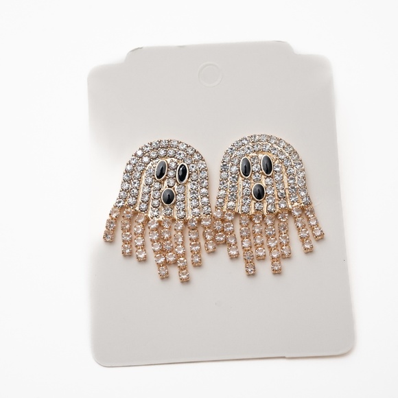 Halloween Rhinestone Ghost Earrings. - Picture 7 of 7